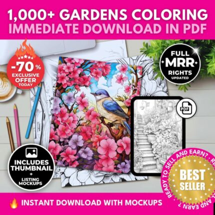 1000+ Magical Flowers & Garden Coloring Pages | Instant Download, Printable, MRR Included