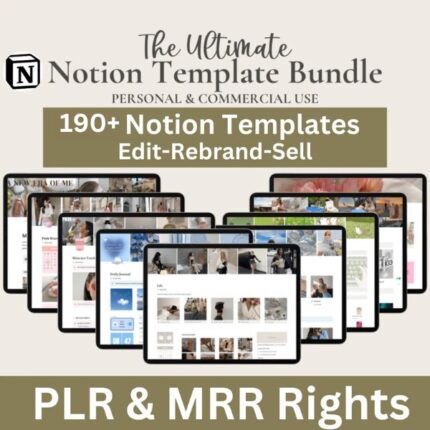 190+ Notion Templates (PLR) Boost Productivity, Personal Growth, Business & Lifestyle Plr Digital Download